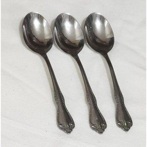 3 Oneida Mansfield Oval Soup Spoons 7" deluxe glossy Amadeus Rogers flatware